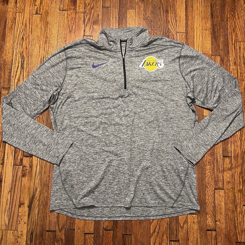 Nike Los Angeles Lakers Quarter Zip Size XXL 2XL Heather Gray Dri Fit